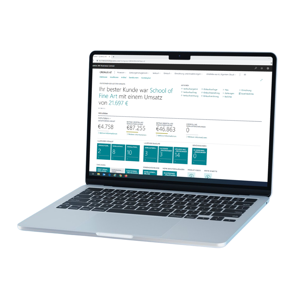 Business Austria 365 Dashboard auf Laptop